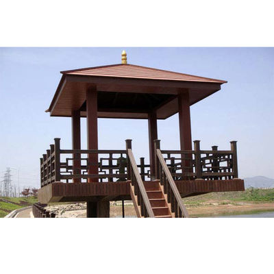 Bom preço. Gazebo leve de WPC impermeável de madeira exterior Gazebo Marrom on-line