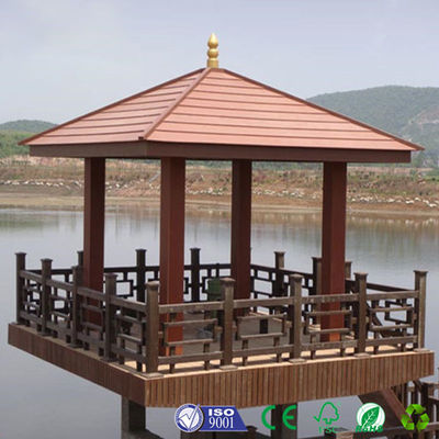Bom preço. Gazebo personalizado WPC Resistente ao UV Madeira exterior Gazebo Marrom on-line
