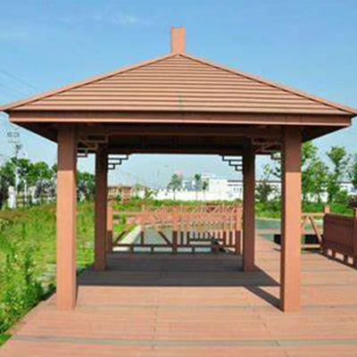 qualidade Outdoor Brown WPC Gazebo UV resistente WPC Pavilhão Assembléia fábrica
